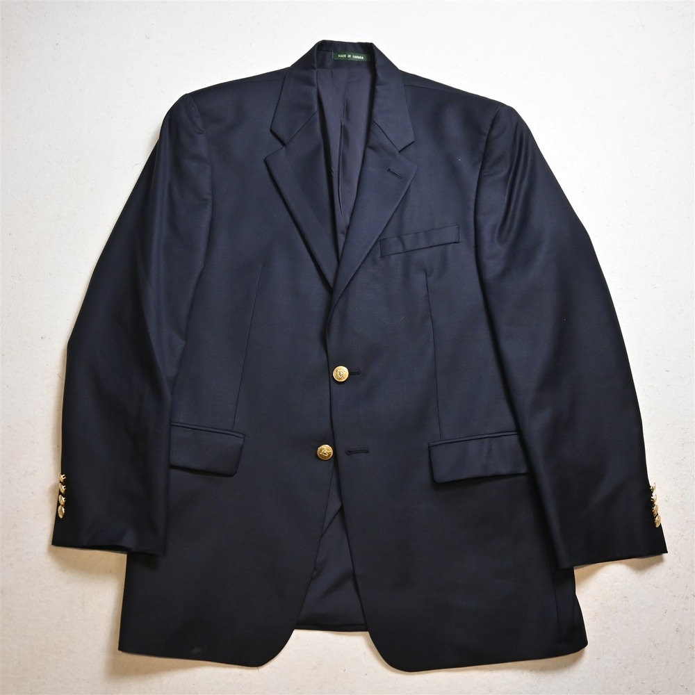 Lauren Ralph Lauren 40R Navy Blue 100% Wool Gold Button Blazer Jacket Sport Coat
